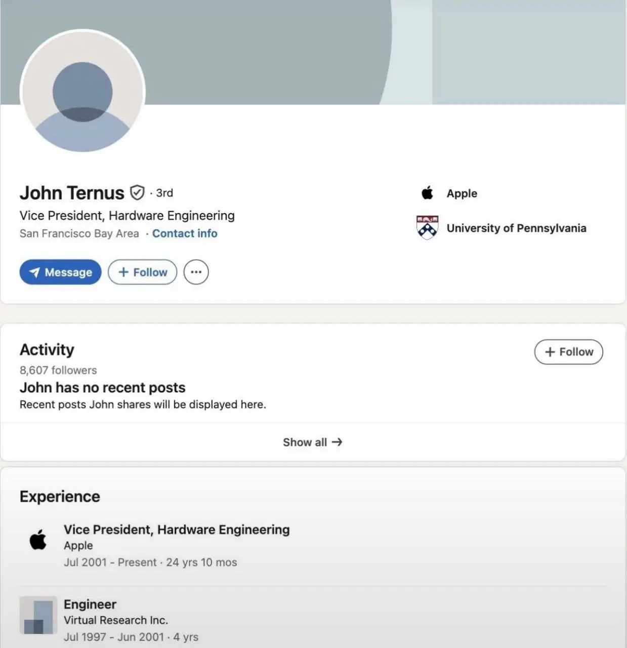Что известно о новом генеральном директоре Apple? ✍🏼
С 1 сентября 2026 года Джон Тернус официально стал CEO Apple, сменив Тима Кука | Сетка — социальная сеть от hh.ru