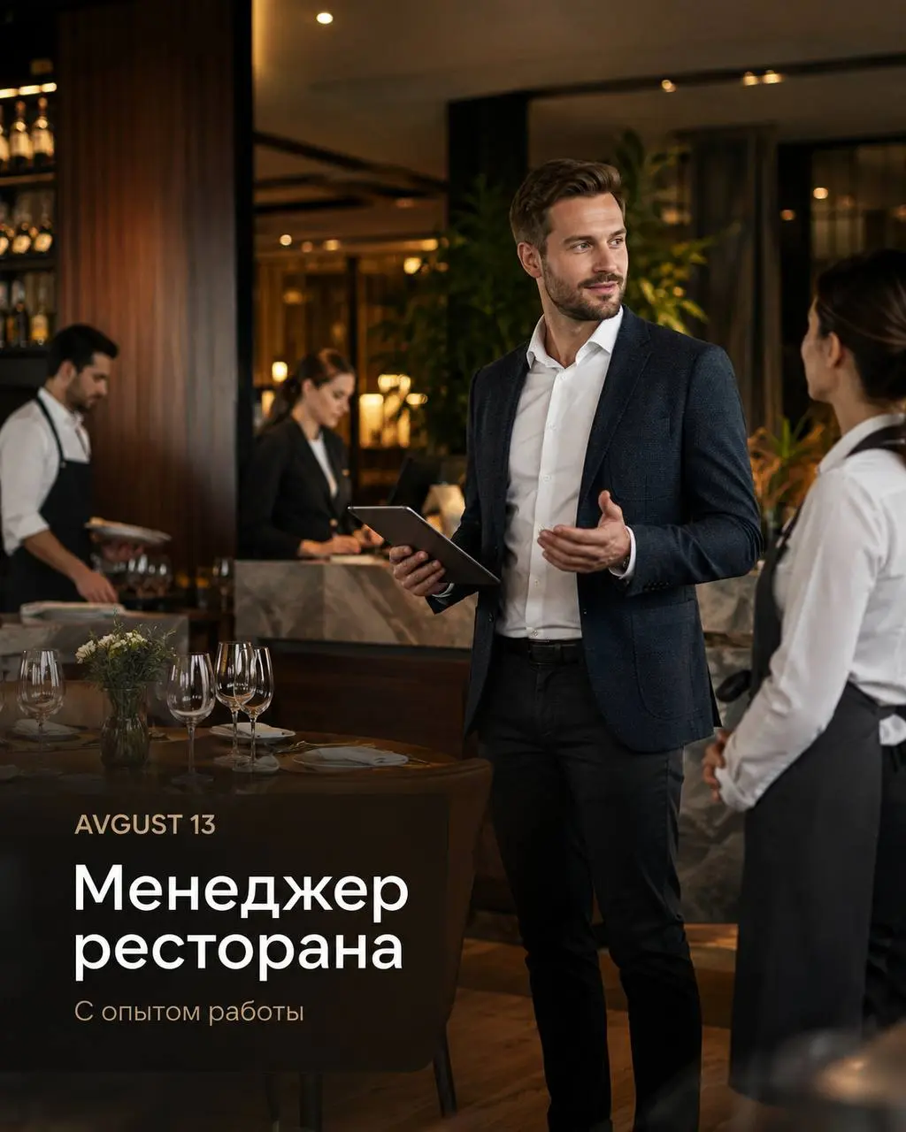МЕНЕДЖЕР РЕСТОРАНА
От 6 000₽/смена + чаевые
AVGUST 13
• Москва, м. Тимирязевская, Молодежная
• Рестораны/Кафе
• 8-967-121-38-83
Полное описание вакансии размещено в Телеграм и Макс | Сетка — социальная сеть от hh.ru