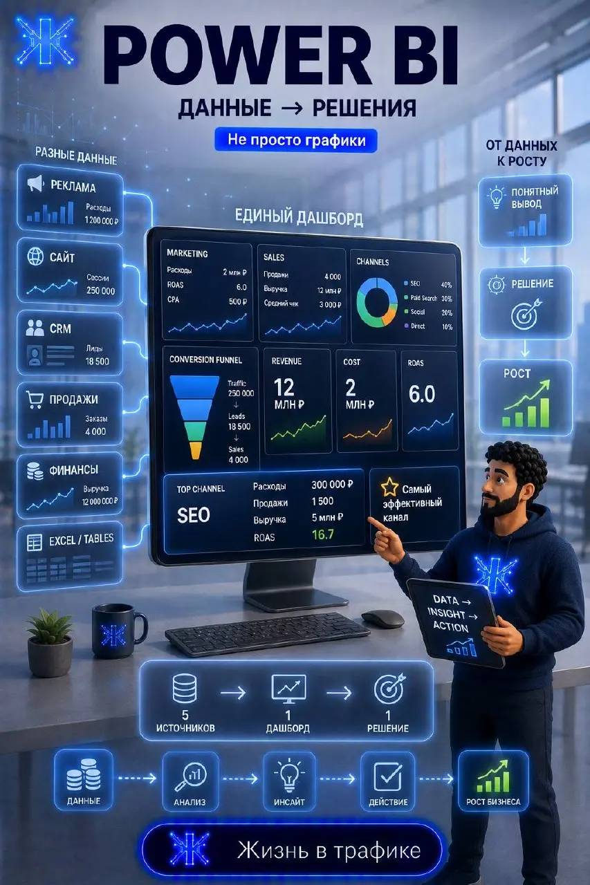 ⚡️⚡️⚡️Power BI: зачем он нужен бизнесу?
У маркетолога данные в рекламных кабинетах.
У продаж - CRM.
У продукта - свои отчёты.
У финансов - таблицы | Сетка — социальная сеть от hh.ru