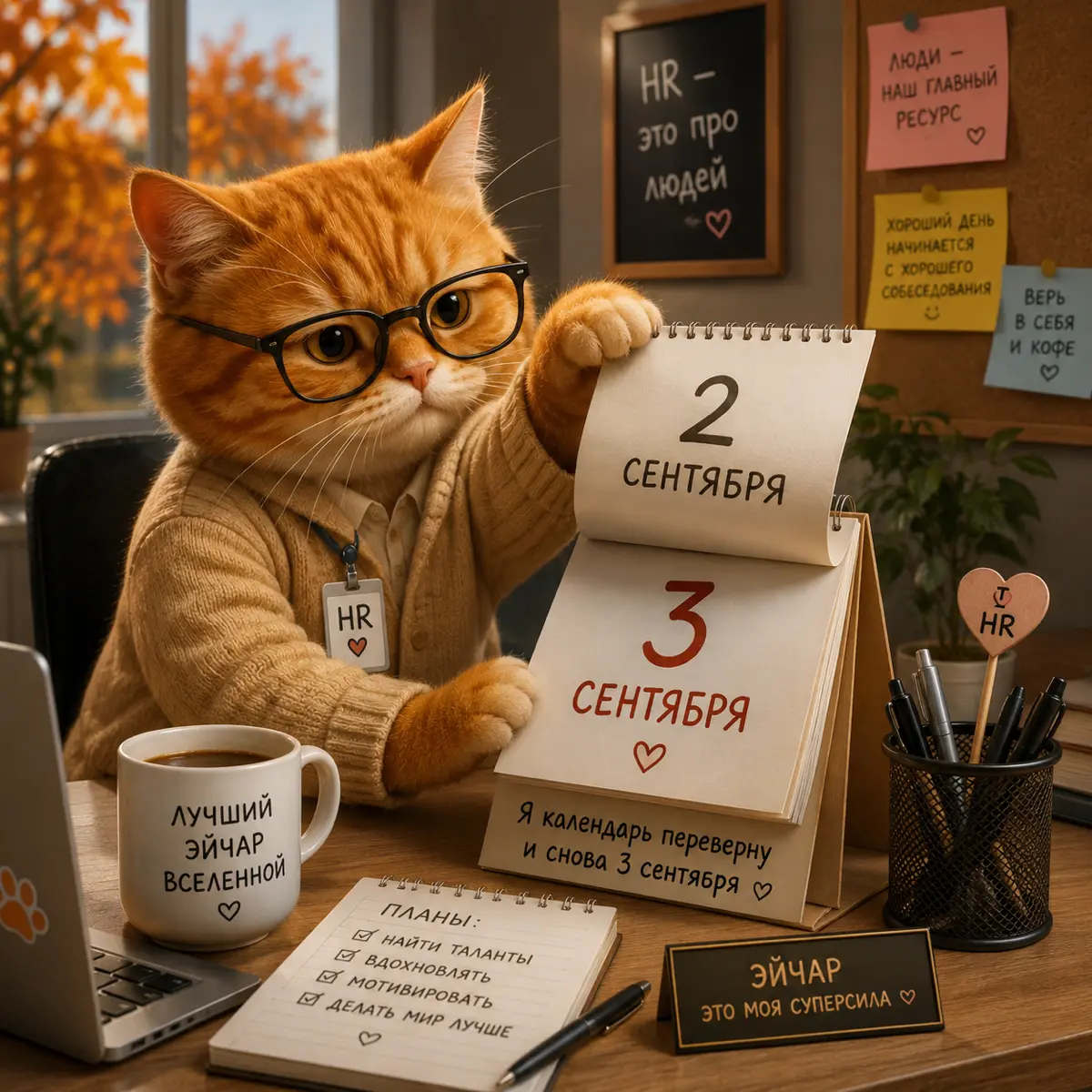 3 сентября: день, когда HR тоже переворачивает календарь😹🍂 | Сетка — социальная сеть от hh.ru