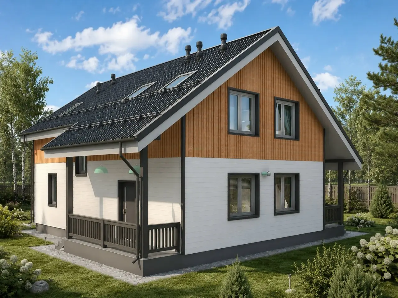 🏠 ЭВЕРЕСТ К188-2 — каркасный дом со вторым светом
Просторное пространство для всей семьи. Двухэтажный дом с двухскатной крышей, третьим фронтоном, вторым светом, террасами, крыльцом и балконом | Сетка — социальная сеть от hh.ru