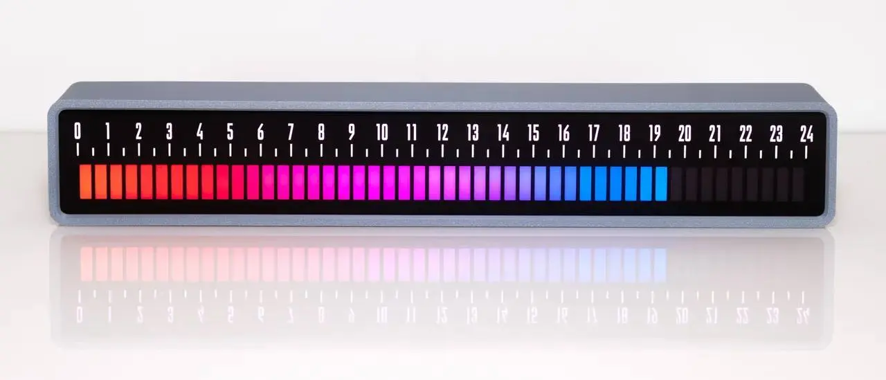 Linear Clock |Designer: daylight machines
Обычные часы почти всегда отвечают на один вопрос: который час. Но они гораздо хуже отвечают на другой, иногда более важный: где я сейчас внутри своего дня | Сетка — социальная сеть от hh.ru