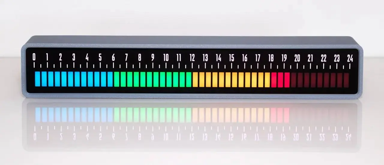 Linear Clock |Designer: daylight machines
Обычные часы почти всегда отвечают на один вопрос: который час. Но они гораздо хуже отвечают на другой, иногда более важный: где я сейчас внутри своего дня | Сетка — социальная сеть от hh.ru