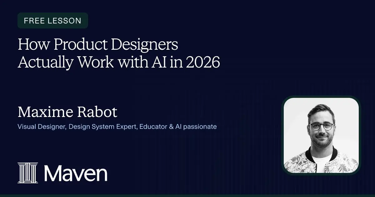 Как продуктовые дизайнеры реально работают с AI в 2026 — бесплатный урок Maxime Rabot на Maven
🦄 Maxime Rabot — visual designer, эксперт по дизайн-системам и преподаватель, более 15 лет работает на ст... | Сетка — социальная сеть от hh.ru