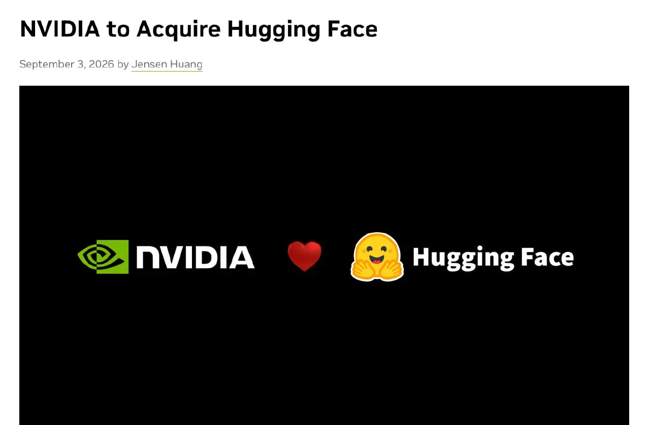 Nvidia выкупают Hugging Face за $12,9 млрд — теперь опенсорсная площадка для ИИ принадлежит крупнейшей ИИ-компании мира | Сетка — социальная сеть от hh.ru