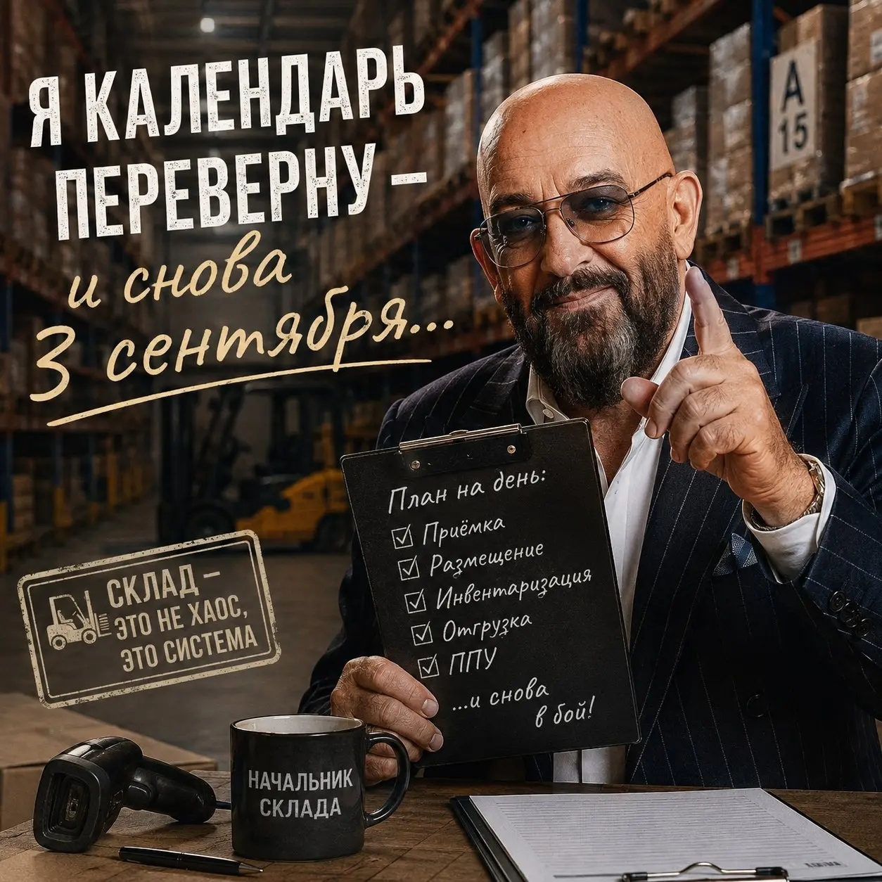 3 сентября — день, когда даже складская логистика вспоминает классику.
Кто-то сегодня переворачивает календарь. А начальник склада открывает ведомость инвентаризации | Сетка — социальная сеть от hh.ru