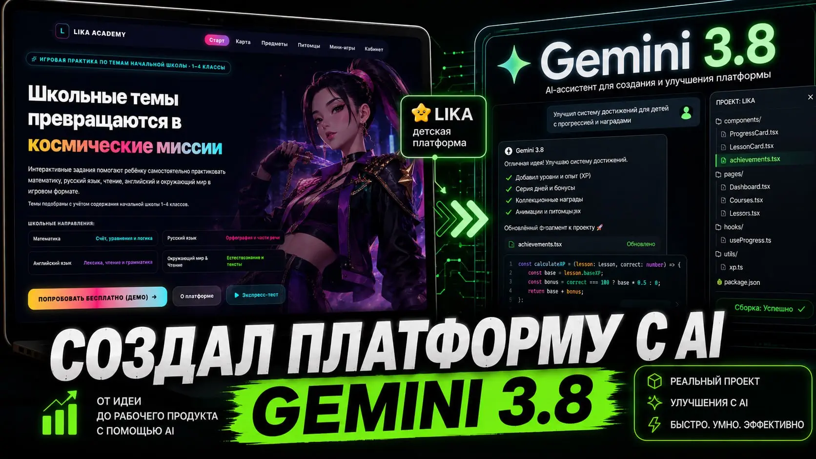 Собрал детскую образовательную платформу LIKA Academy и последние доработки делал через Gemini 3 | Сетка — социальная сеть от hh.ru