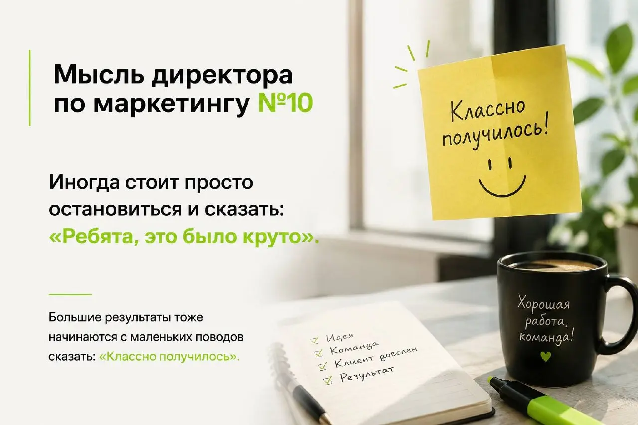 🧠 Мысль директора по маркетингу №10
Сегодня подумал о том, как много в маркетинге зависит от одной простой вещи:
умения замечать хорошее.
Удачно придумали заголовок.
Клиент неожиданно похвалил рекламу | Сетка — социальная сеть от hh.ru
