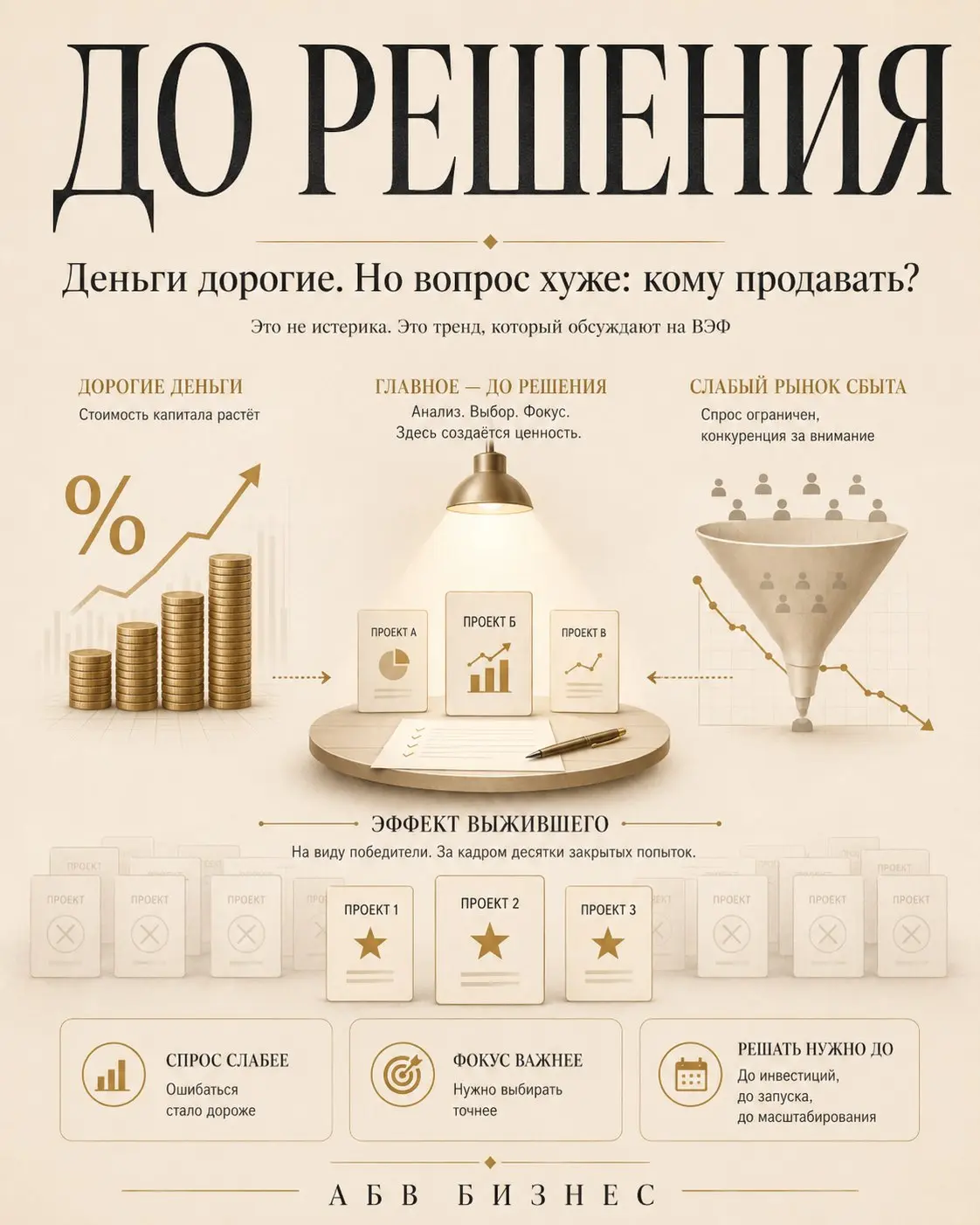Деньги дорогие. Но проблема хуже: кому продавать?
По итогам прошедшего ВЭФ для меня все отчетливее видно одну вещь.
Проблема бизнеса сегодня уже не только в дорогих деньгах.
Ослабевает рынок сбыта | Сетка — социальная сеть от hh.ru