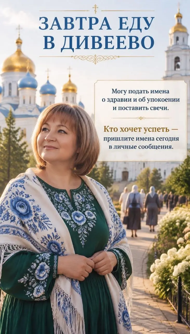 ЗАВТРА ЕДУ В ДИВЕЕВО
В Свято-Троицком Серафимо-Дивеевском монастыре
я смогу подать ваши имена
о здравии и об упокоении,
а также поставить свечи | Сетка — социальная сеть от hh.ru