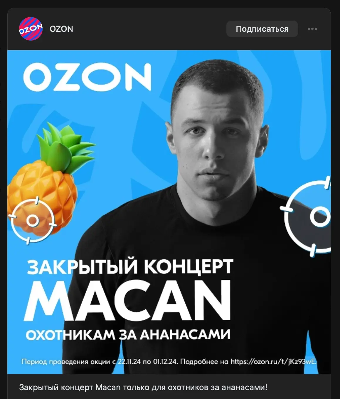 Кейс: как закрытый концерт MACAN собрал 4000 ч через OZON | Сетка — социальная сеть от hh.ru