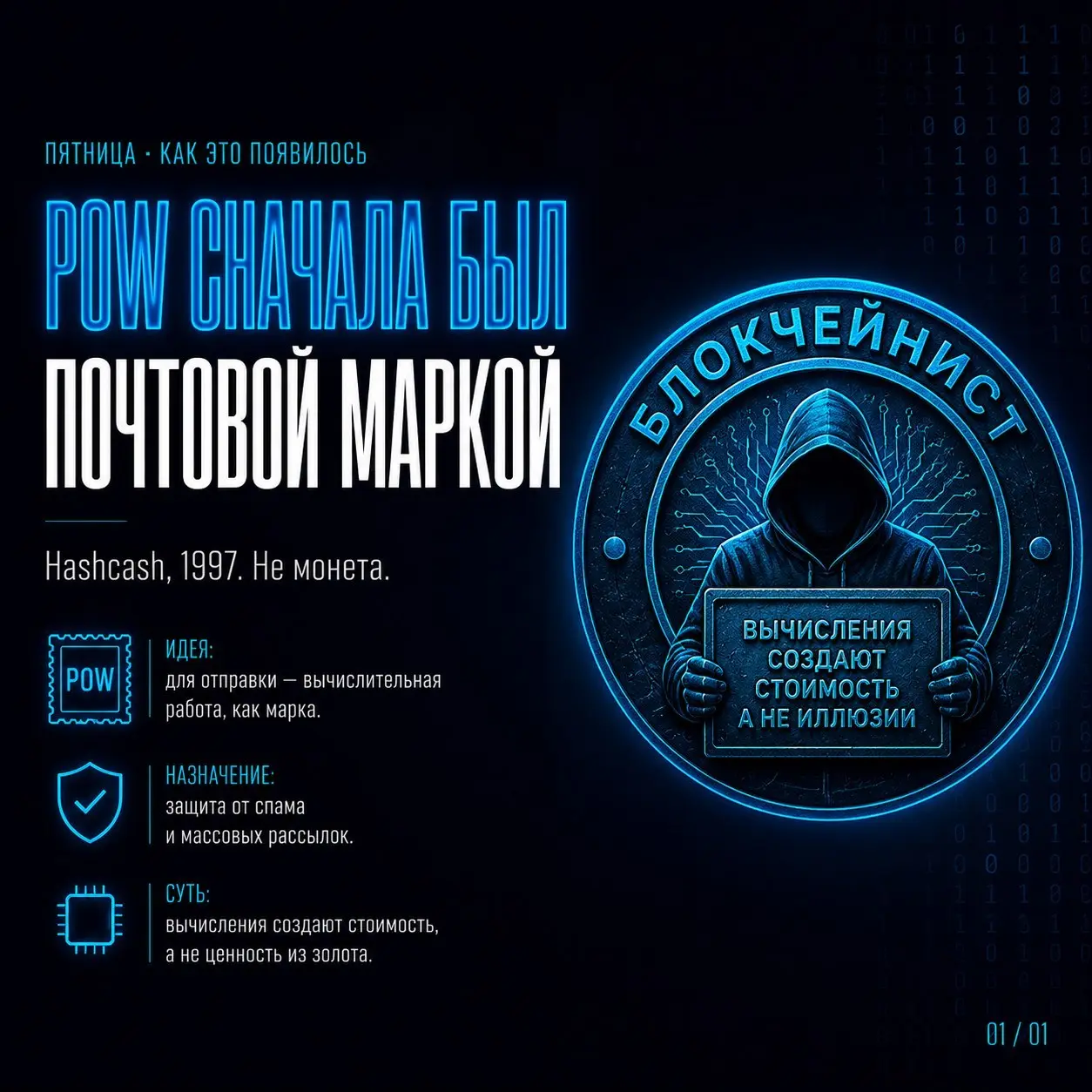 Proof-of-work придумали не для монеты. Его сделали, чтобы спам было дорого слать.
28 марта 1997 Адам Бэк пишет в список cypherpunks: схема «почтовой марки» из частичного совпадения хеша | Сетка — социальная сеть от hh.ru