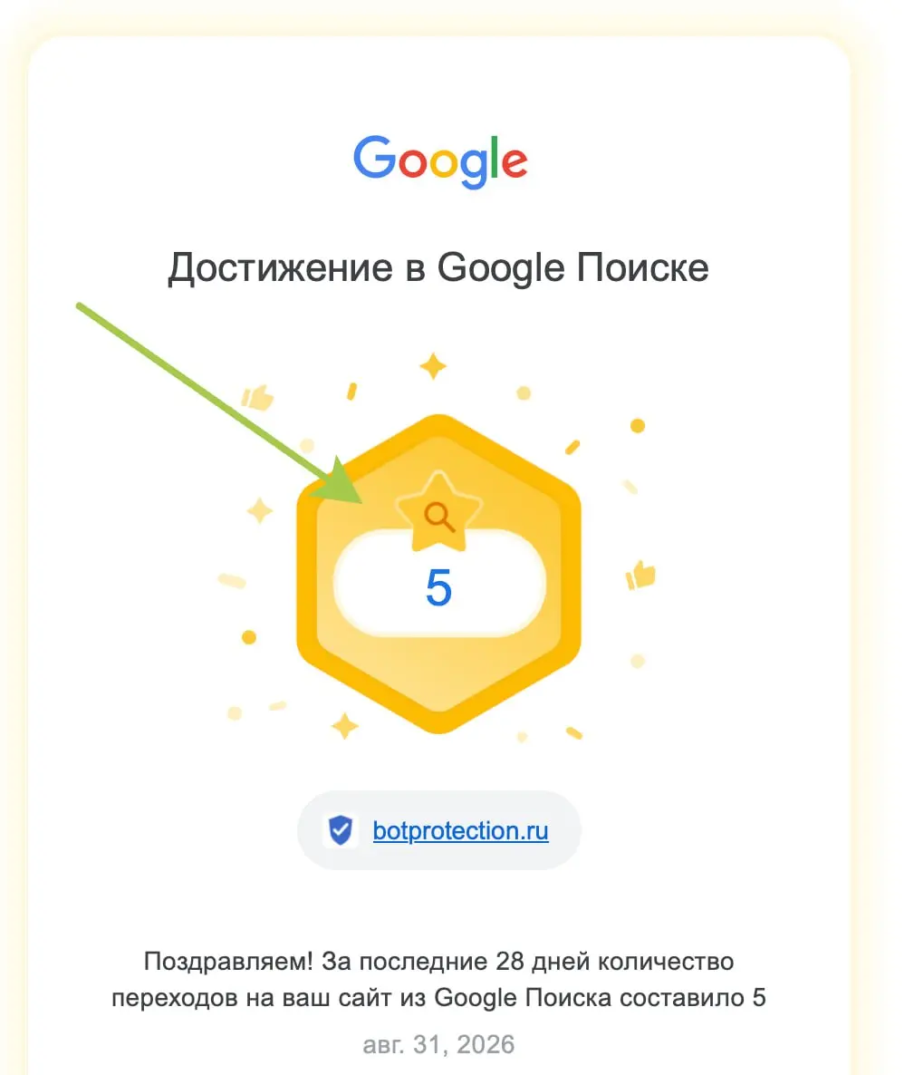 У нас мощное достижение. Из поиска на домен botprotection.ru пришло за август 5 человек. Целых 5, а не всего 5 :) Учитывая, что сайту без году неделя, неплохо | Сетка — социальная сеть от hh.ru