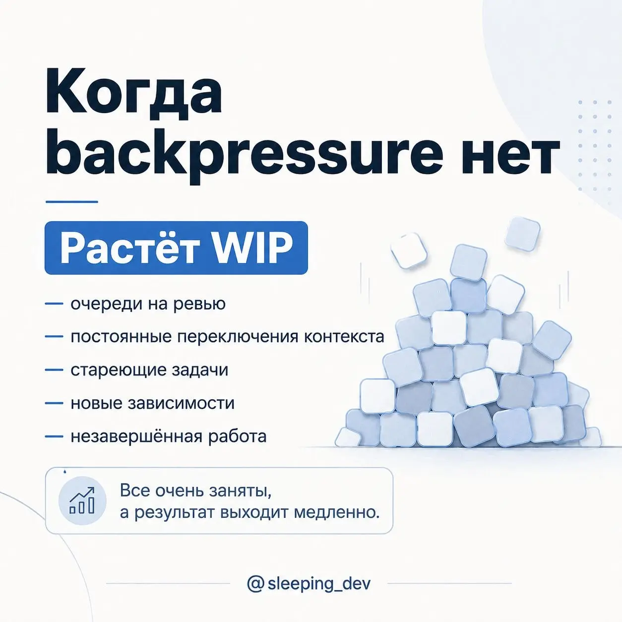 Backpressure для команды: почему больше работы не означает больше результата
В распределённых системах есть простая проблема: producer может создавать работу быстрее, чем consumer успевает её обрабаты... | Сетка — социальная сеть от hh.ru