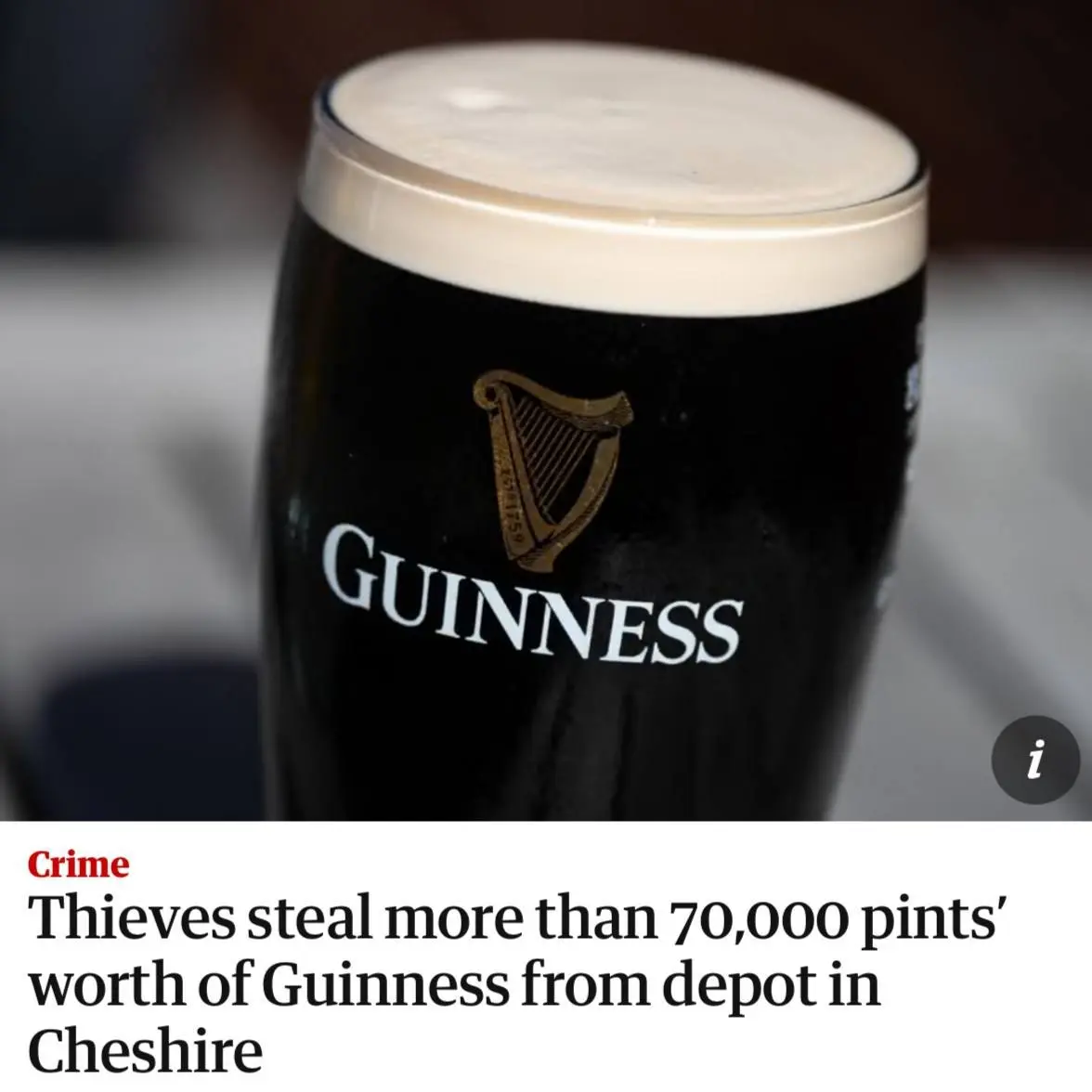 Неизвестные украли 70 000 пинт Guinness — воры обнесли склад компании в Великобритании.
Они по-тихому подъехали на двух тягачах, подцепили прицепы с пивом и уехали без сопротивления | Сетка — социальная сеть от hh.ru