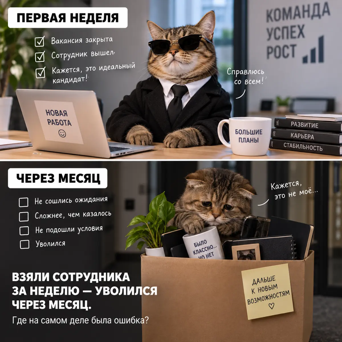 Взяли сотрудника за неделю - уволился через месяц. | Сетка — социальная сеть от hh.ru