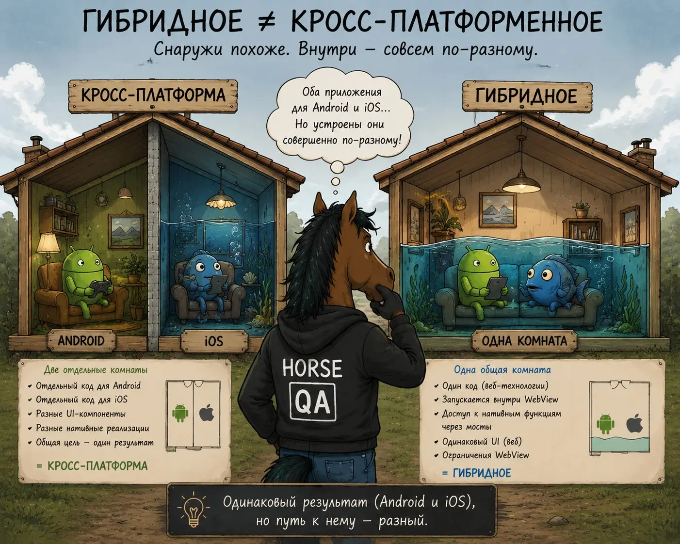 Гибридное ≠ кроссплатформенное. | Сетка — социальная сеть от hh.ru