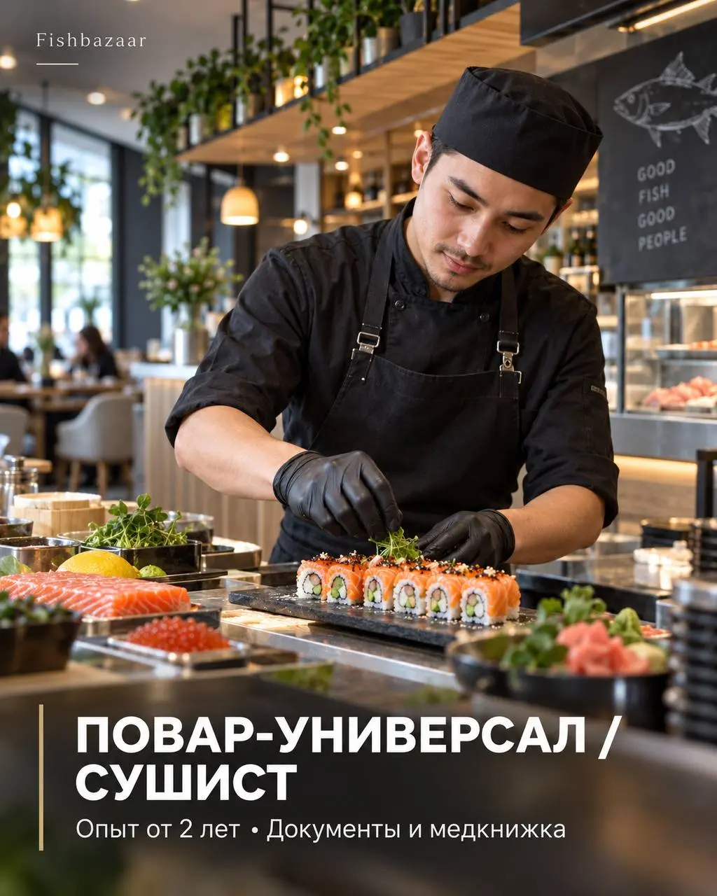 ПОВАР УНИВЕРСАЛ / СУШИСТ
От 5 000₽/смена
Fishbazaar
• Москва, м. Тульская, Даниловский рынок
• Рестораны/Кафе
• +79266808866
Полное описание вакансии размещено в Телеграм и Макс | Сетка — социальная сеть от hh.ru