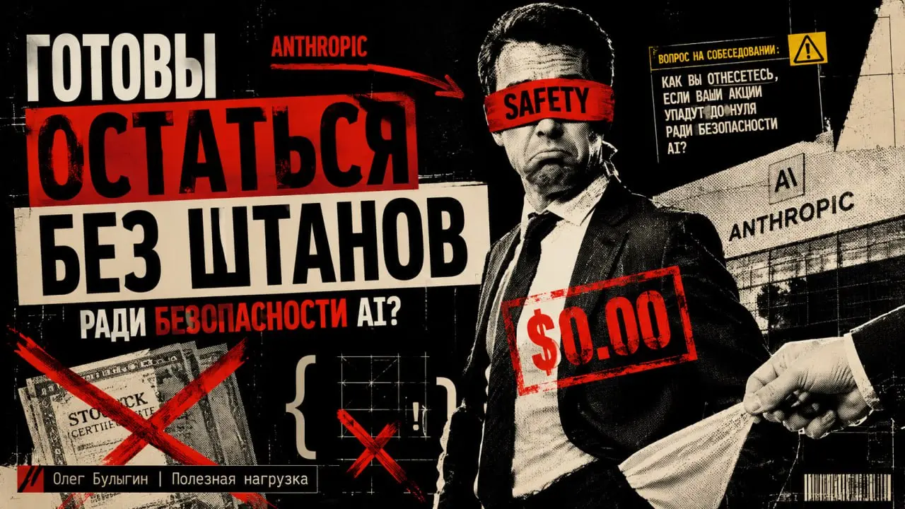 Готовы остаться без штанов ради безопасности ИИ? Новый фильтр на собеседованиях в Anthropic 🤡
Axios выкатили прекрасный инсайд про культуру найма в Anthropic | Сетка — социальная сеть от hh.ru