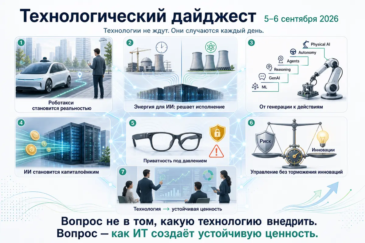 Технологический дайджест: 5–6 сентября 2026 | Сетка — социальная сеть от hh.ru