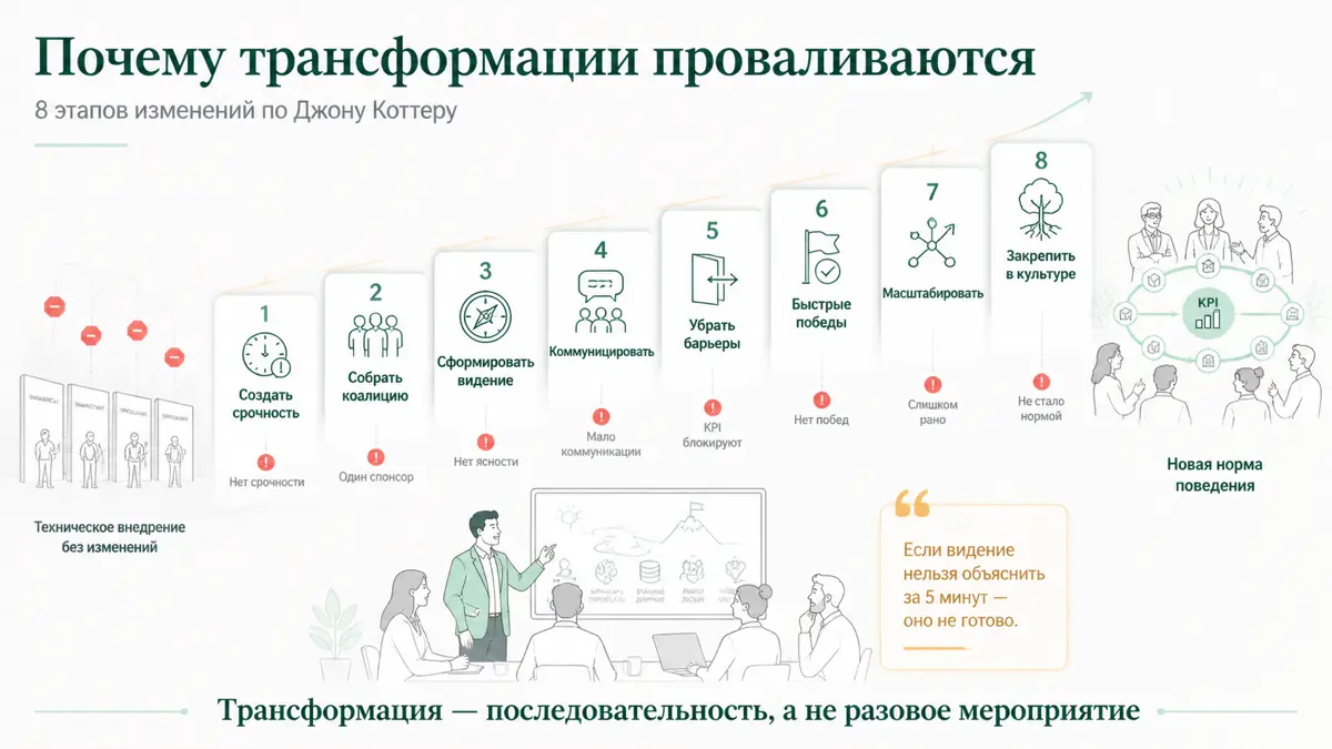 🎯 Несгораемая классика: почему трансформации проваливаются. | Сетка — социальная сеть от hh.ru