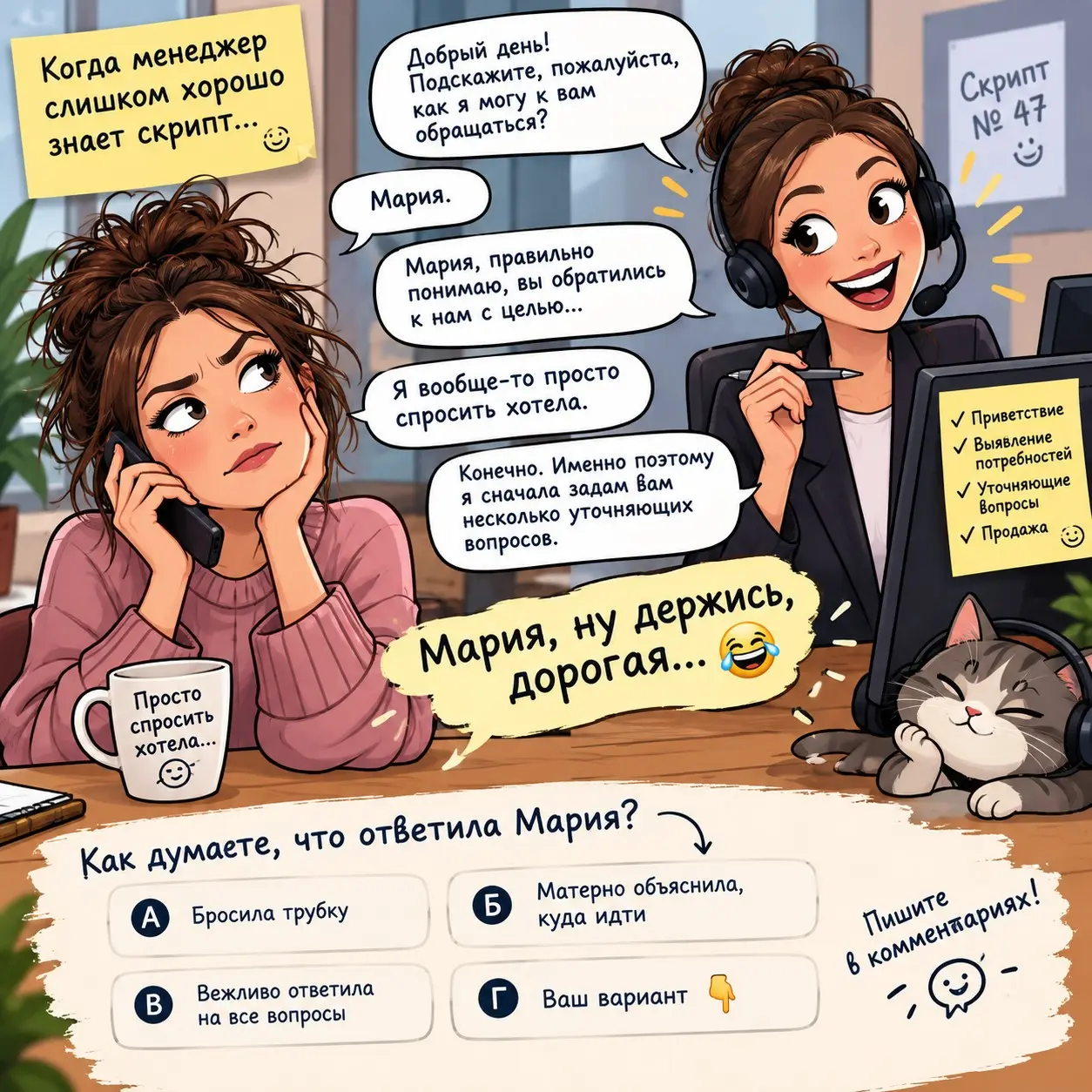 Когда менеджер слишком хорошо знает скрипт | Сетка — социальная сеть от hh.ru