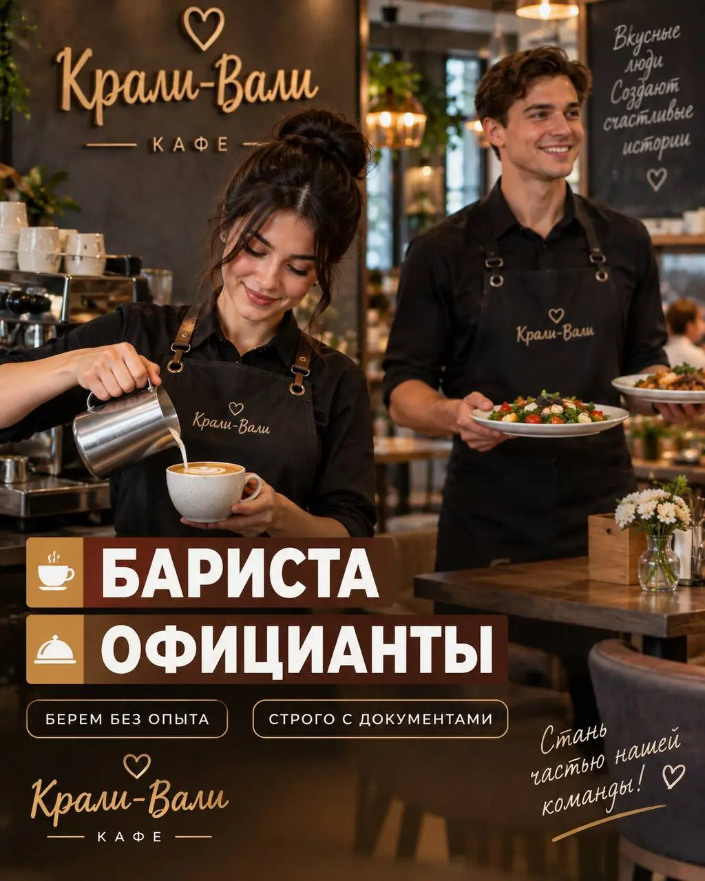 1️⃣БАРИСТА,
2️⃣ОФИЦИАНТ
От 250₽/ч + чаевые
Крали-Вали
• Домодедово, ЖК Домодедово парк
• Рестораны/Кафе
• +79687927109
Полное описание вакансии размещено в Телеграм и Макс | Сетка — социальная сеть от hh.ru