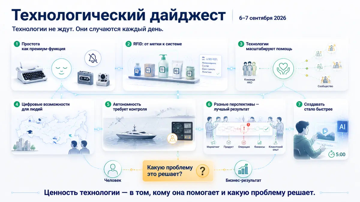 Технологический дайджест: 6–7 сентября 2026 | Сетка — социальная сеть от hh.ru