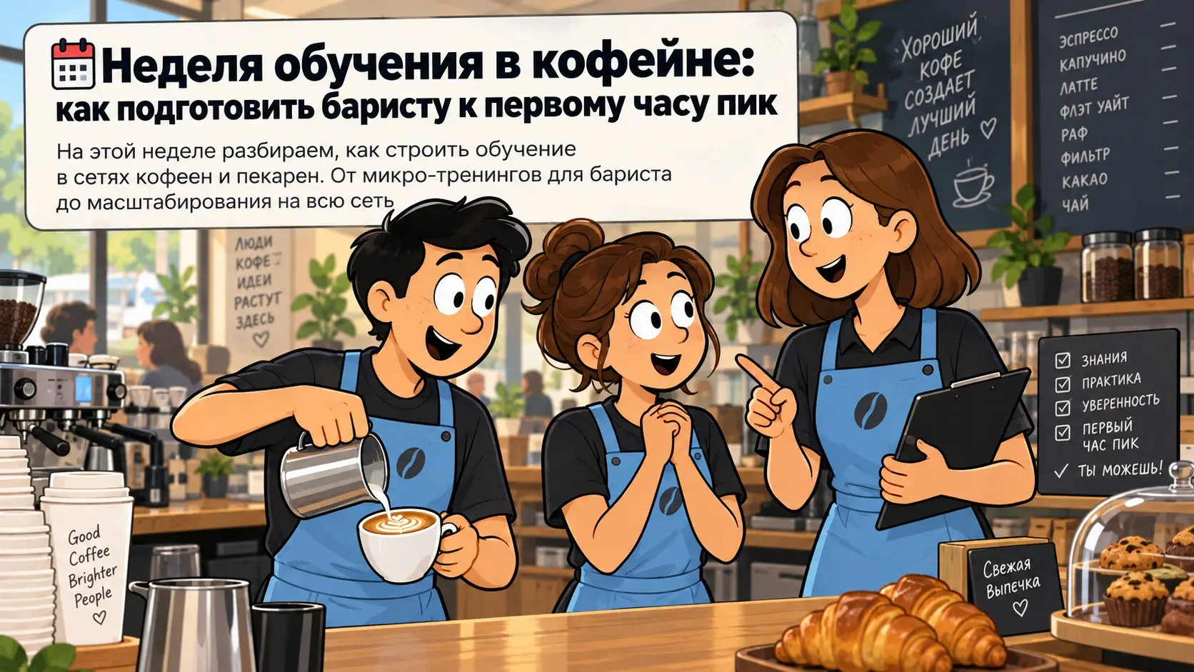 🗓️ Неделя обучения в кофейне: как подготовить баристу | Сетка — социальная сеть от hh.ru