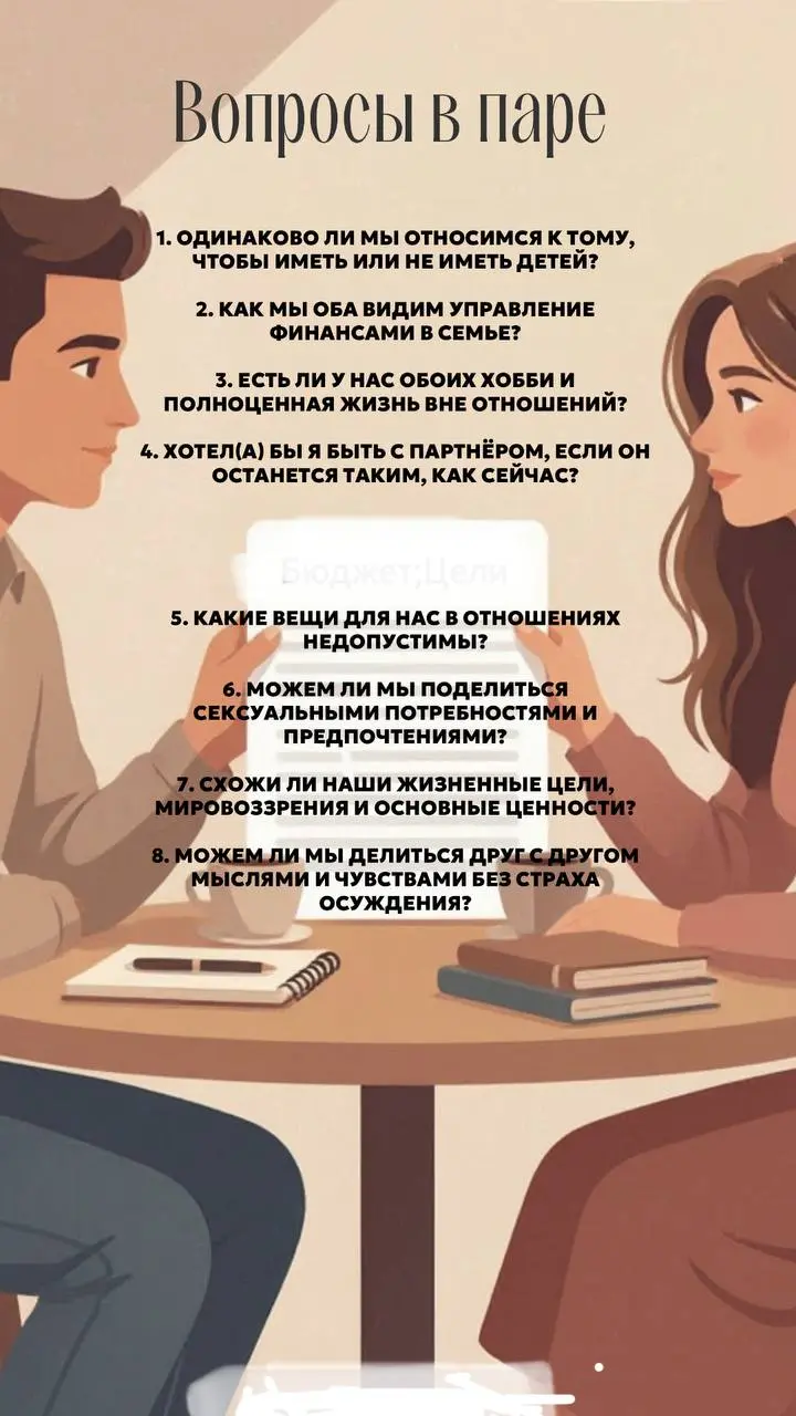 💑 «На берегу»: почему до свадьбы (или до совместного быта) важно проговорить «неудобные» темы
Часто мы влюбляемся в образ, в эмоции, в «сейчас», а про «потом» стараемся не думать: мол, любовь всё реши... | Сетка — социальная сеть от hh.ru