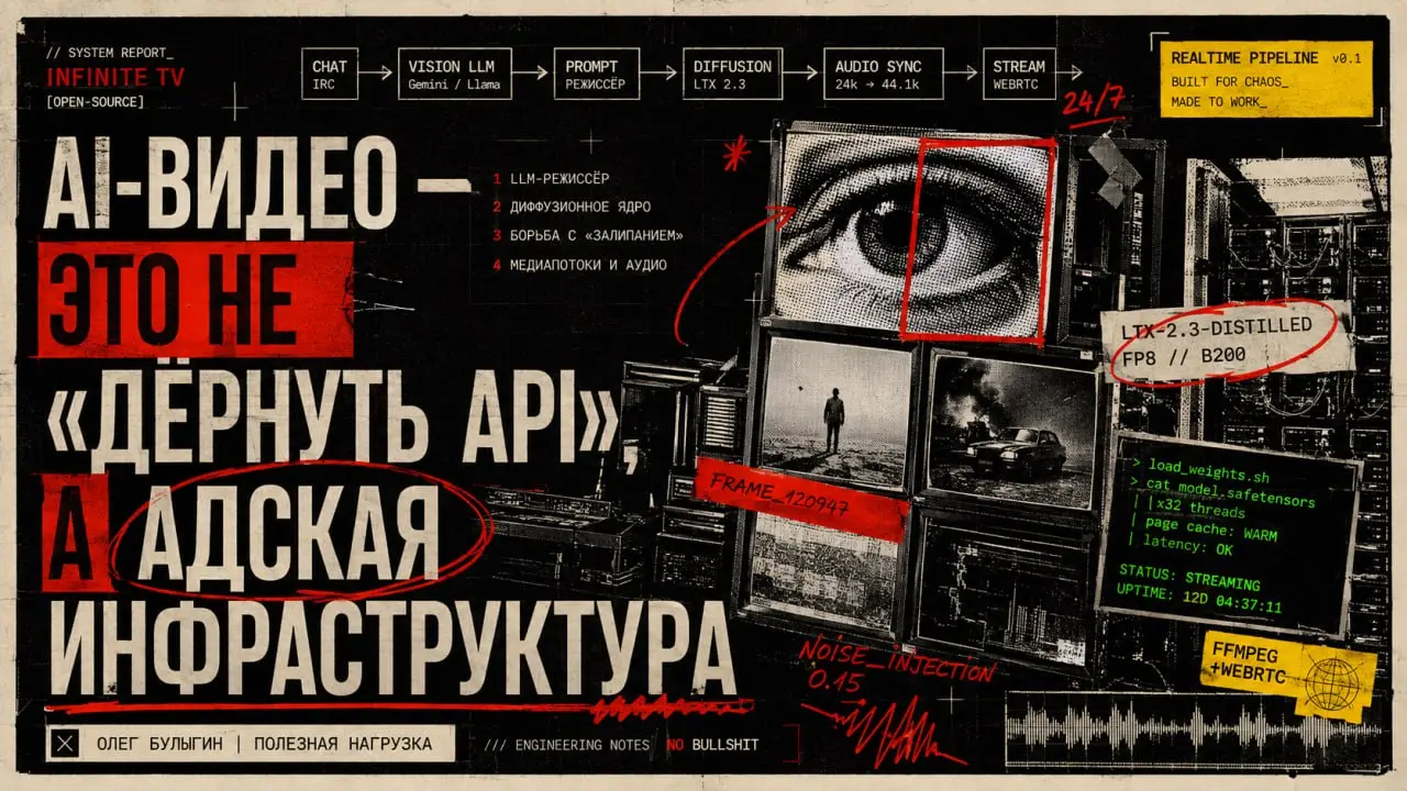 AI-видео — это не «дёрнуть API», а адская инфраструктура 🎬
Наткнулся на отличный open-source проект —Infinite TV | Сетка — социальная сеть от hh.ru