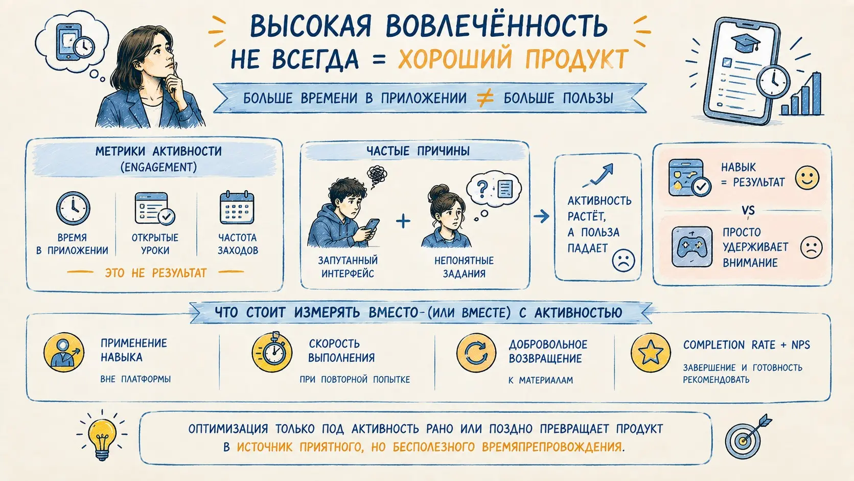 Почему высокая вовлечённость не  означает хороший продукт | Сетка — социальная сеть от hh.ru