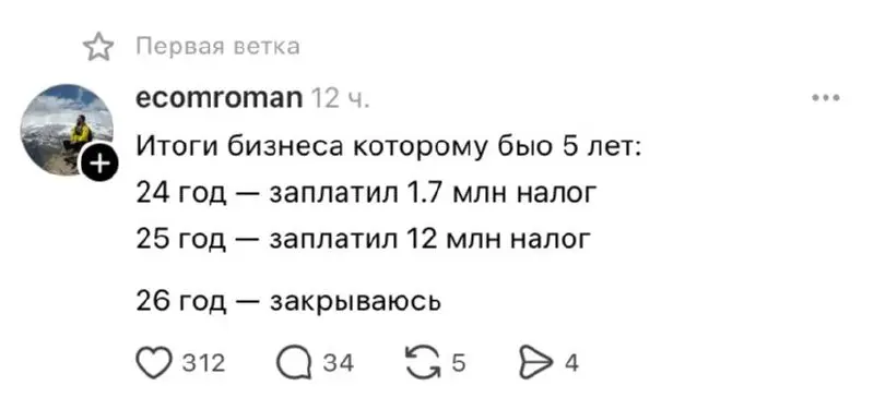 Предприниматели в России подводят итоги последних лет работы. Мой опыт - налоги резко выросли, моя личная доходность снизилась пропорционально :) Но держимся | Сетка — социальная сеть от hh.ru