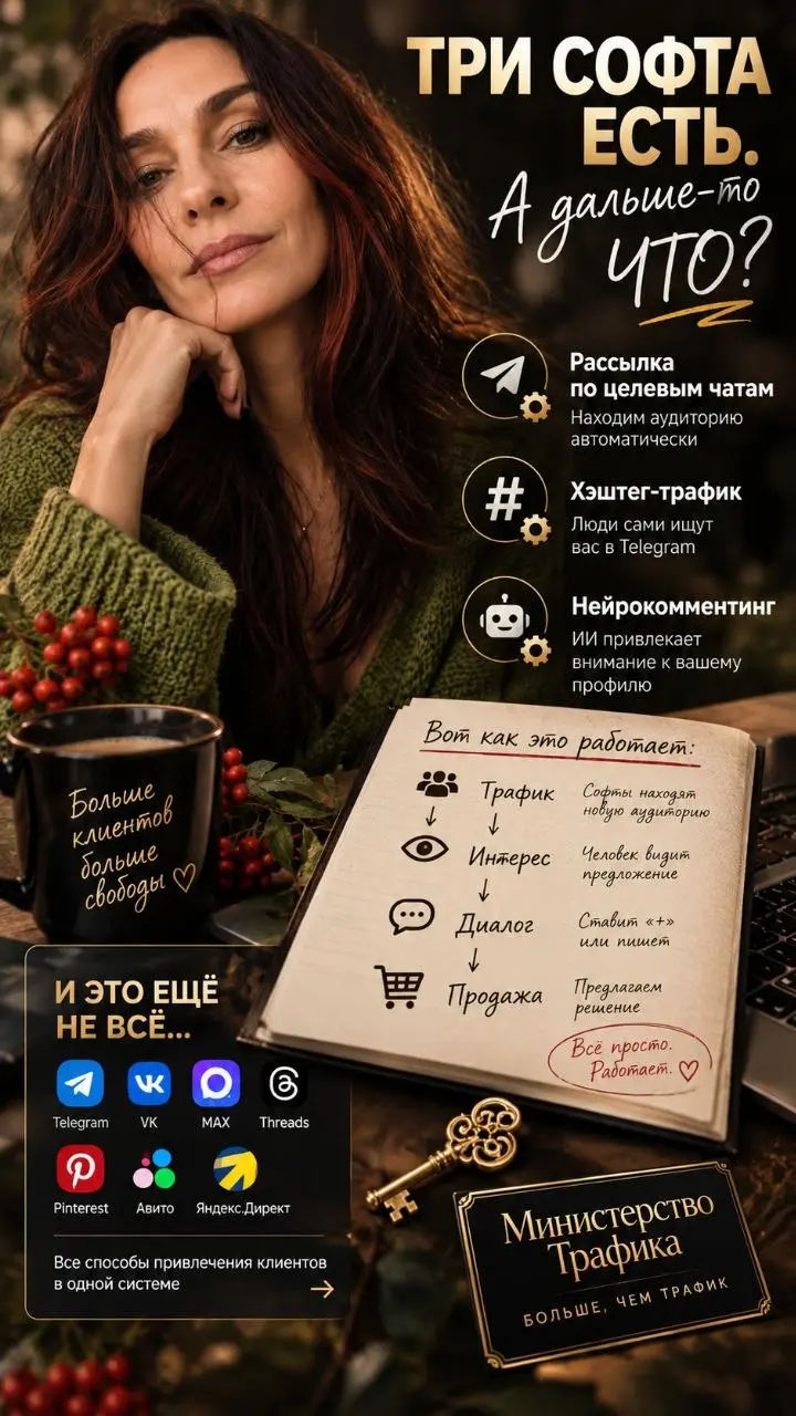 🔥 ТРИ СОФТА ЕСТЬ. А ДАЛЬШЕ-ТО ЧТО?
Последние посты я много рассказывала вам про автоматизацию.
⚙️ Рассылка по целевым чатам.
🔥 Хэштег-трафик.
🤖 Нейрокомментинг | Сетка — социальная сеть от hh.ru