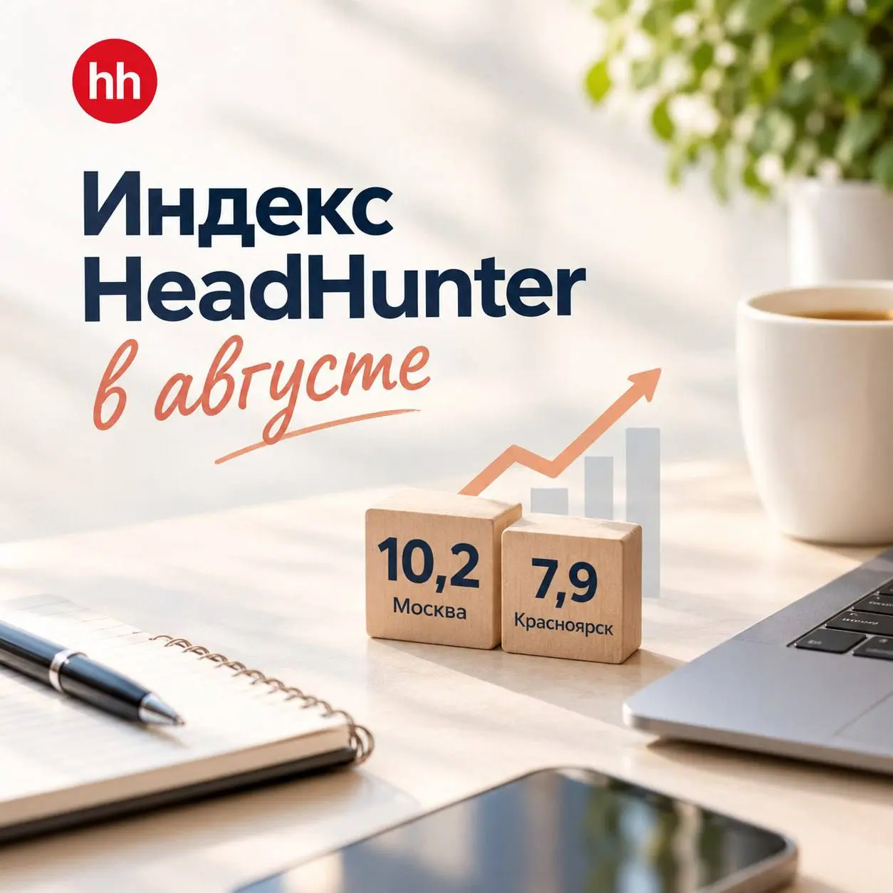 📊 HH-индекс августа
Москва: 10,2
Красноярск: 7,9
В июле было 10,0 и 7,7 соответственно. То есть август показал небольшой рост.
Но интереснее то, что происходит сейчас, в начале сентября | Сетка — социальная сеть от hh.ru