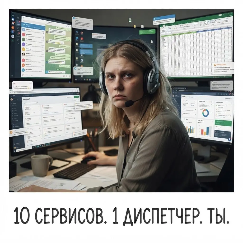 "У меня всё автоматизировано, а я всё равно устала". Где на самом деле прячется хаос
У тебя может быть бот. CRM. Таблица. Автоматические оплаты.
Всё подключено. Всё работает | Сетка — социальная сеть от hh.ru
