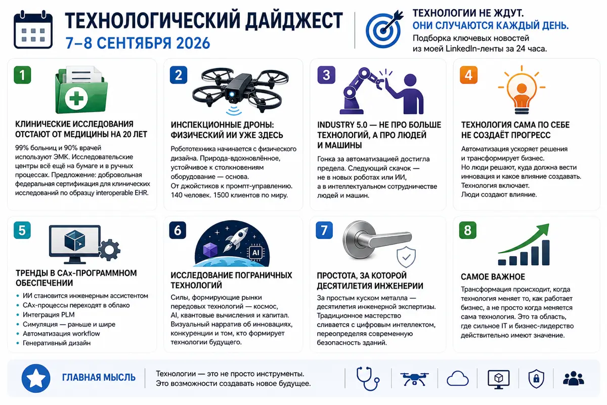 Технологический дайджест: 7–8 сентября 2026 | Сетка — социальная сеть от hh.ru
