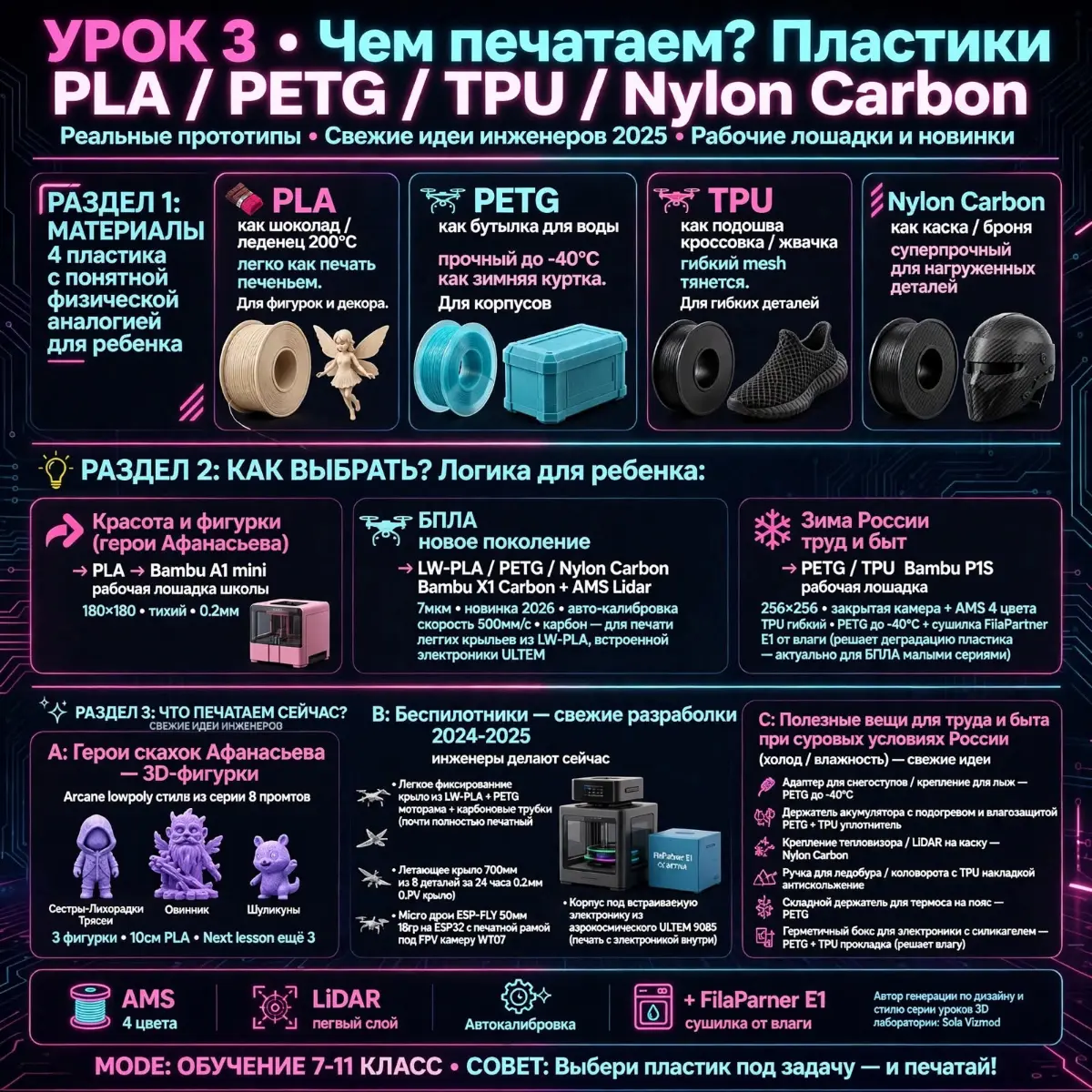УРОК 3 • Чем печатаем? Пластики PLA/PETG/TPU/Nylon Carbon | Сетка — социальная сеть от hh.ru