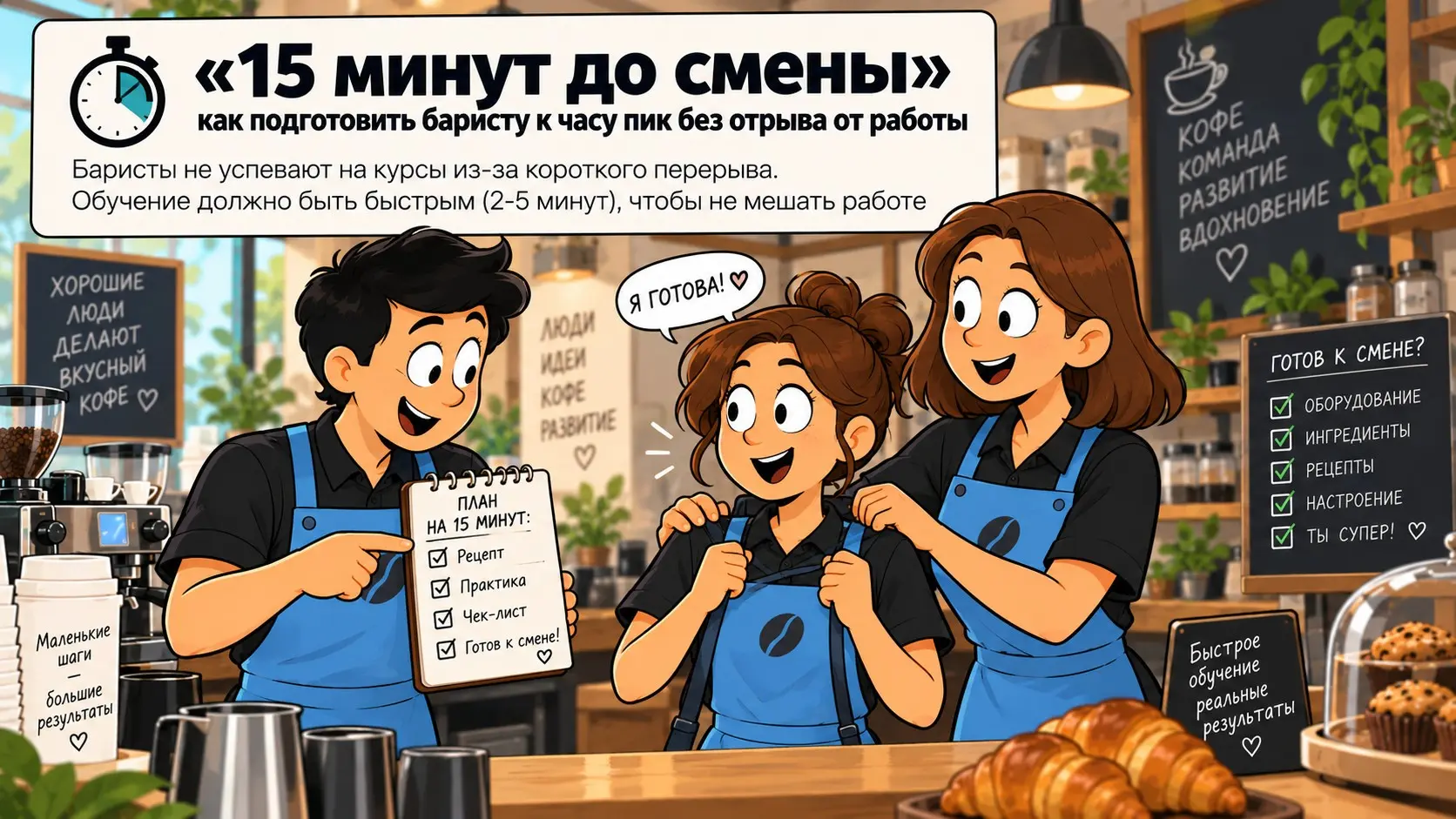 «15 минут до смены» как подготовить бариста к часу пик🚀 | Сетка — социальная сеть от hh.ru
