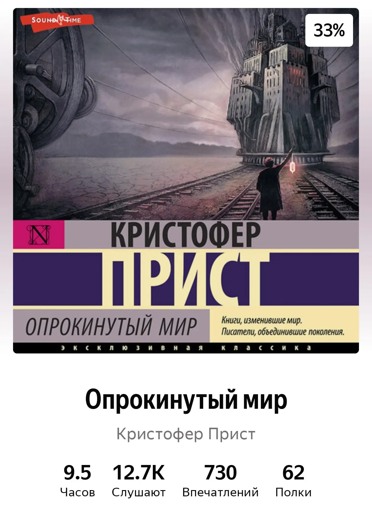 Начал слушать новую антиутопию - Кристофер Прист «Опрокинутый мир».
История от лица парня, родившегося в закрытом городе, который по какой-то причине всегда находится в движении по рельсам | Сетка — социальная сеть от hh.ru