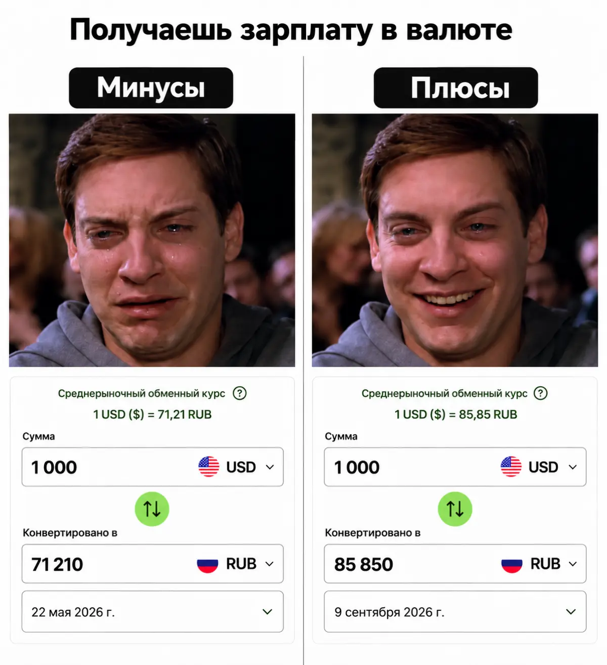 Плюсы и Минусы зарплаты в долларах | Сетка — социальная сеть от hh.ru