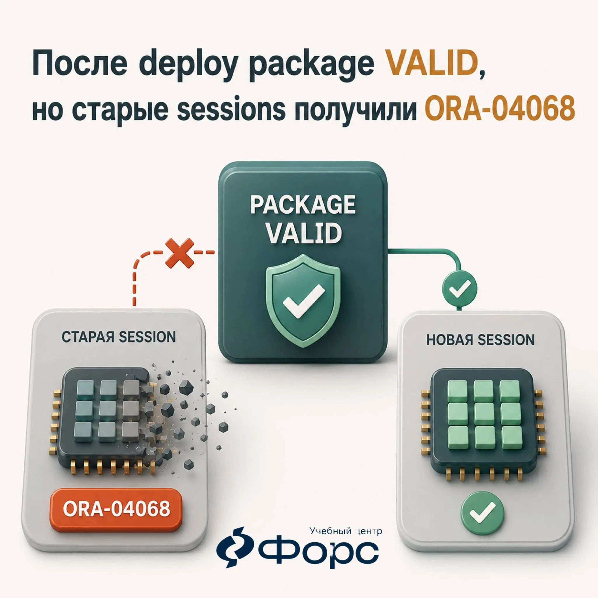 🛠️ После deploy package VALID, но старые sessions получили ORA-04068
Причина может быть в stateful PL/SQL package.
У каждой DB session — своя package instantiation и свой runtime state | Сетка — социальная сеть от hh.ru