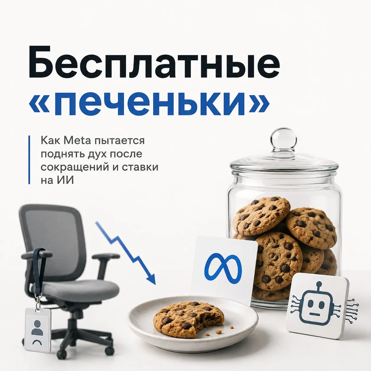 Бесплатные "печеньки"
В мае Meta* сократила около 8 000 сотрудников — примерно 10% штата. Решение объяснили необходимостью компенсировать инвестиции в искусственный интеллект | Сетка — социальная сеть от hh.ru
