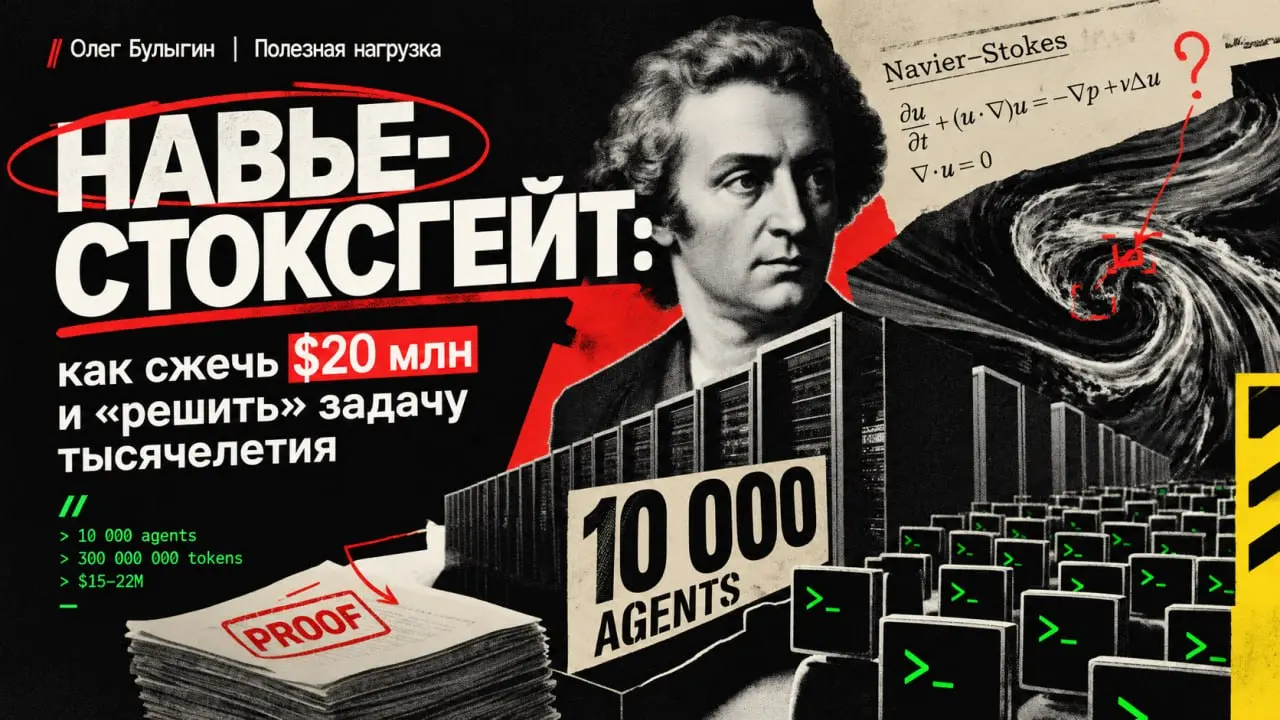 Навье-Стоксгейт: как сжечь $20 млн и «решить» задачу тысячелетия 🧠
Уже все обмусолили эту тему, поэтому я даже как-то не очень хотел писать. Но спрашивают, поэтому все же зафиксирую свою позицию | Сетка — социальная сеть от hh.ru