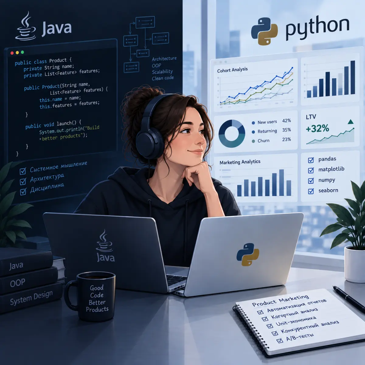 🐍 Бывший джавист и продуктовый маркетолог учит Python | Сетка — социальная сеть от hh.ru