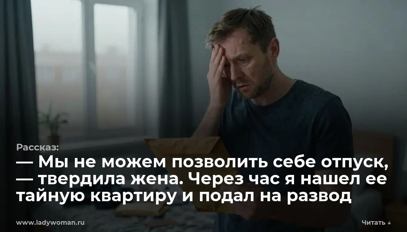 — Мы не можем позволить себе отпуск, — твердила жена. Через час я нашел ее тайную квартиру и подал на развод
Из плотного желтого конверта выпал глянцевый договор долевого участия | Сетка — социальная сеть от hh.ru