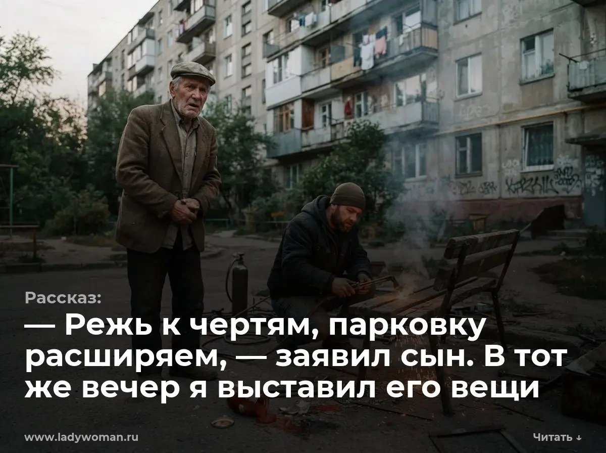 — Режь к чертям, парковку расширяем, — заявил сын. В тот же вечер я выставил его вещи
— Режь к чертовой матери, прям у асфальта! — голос сына ударил по барабанным перепонкам | Сетка — социальная сеть от hh.ru