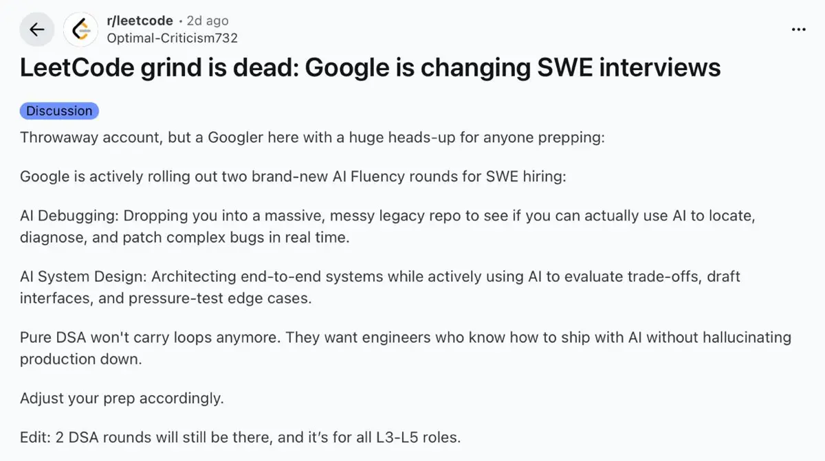 Google начинает проверять умение разработчиков работать с ИИ во время собеседований | Сетка — социальная сеть от hh.ru