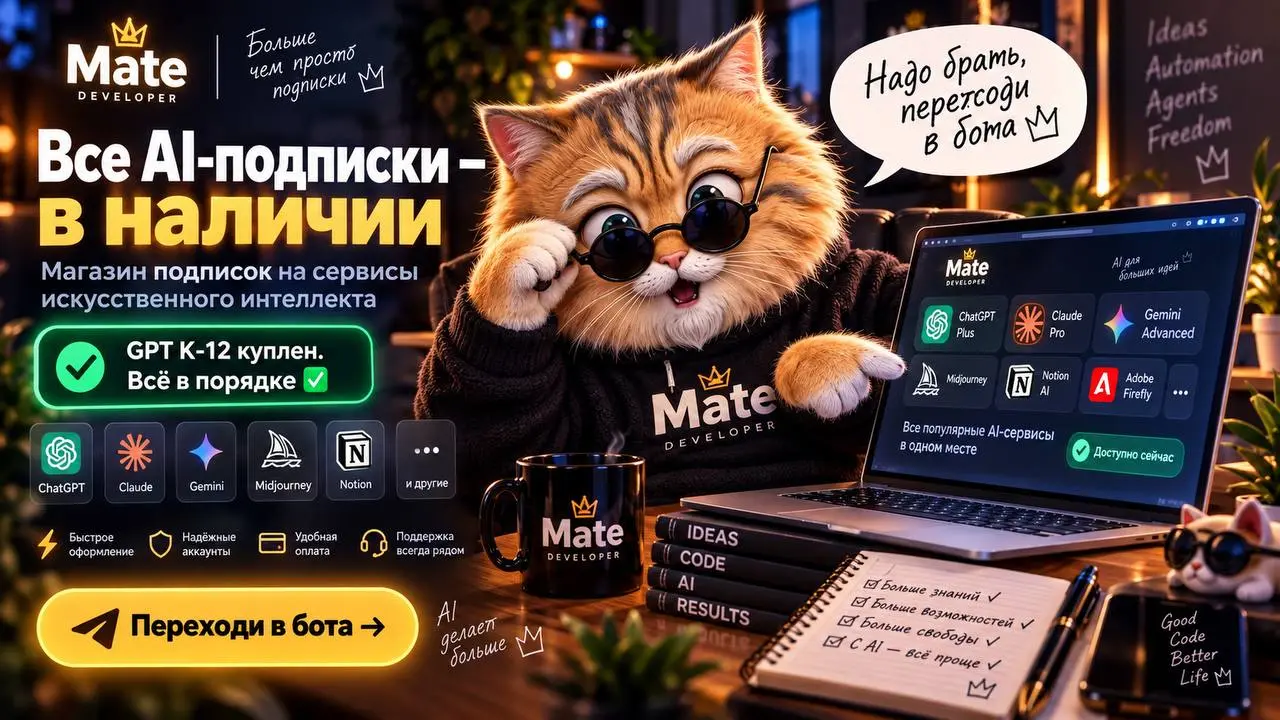 Магазин, специализирующийся на подписках, предлагает в наличии полный ассортимент сервисов искусственного интеллекта. 🤖
Был приобретён GPT K-12.
Всё в порядке | Сетка — социальная сеть от hh.ru