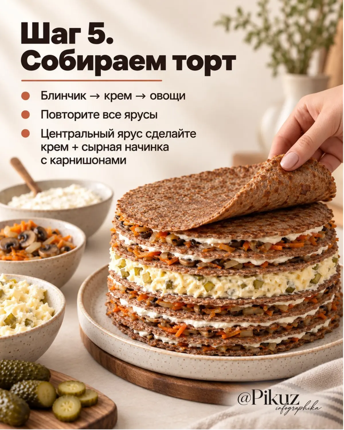 Мясной эффектный торт, пошаговый рецепт! | Сетка — социальная сеть от hh.ru